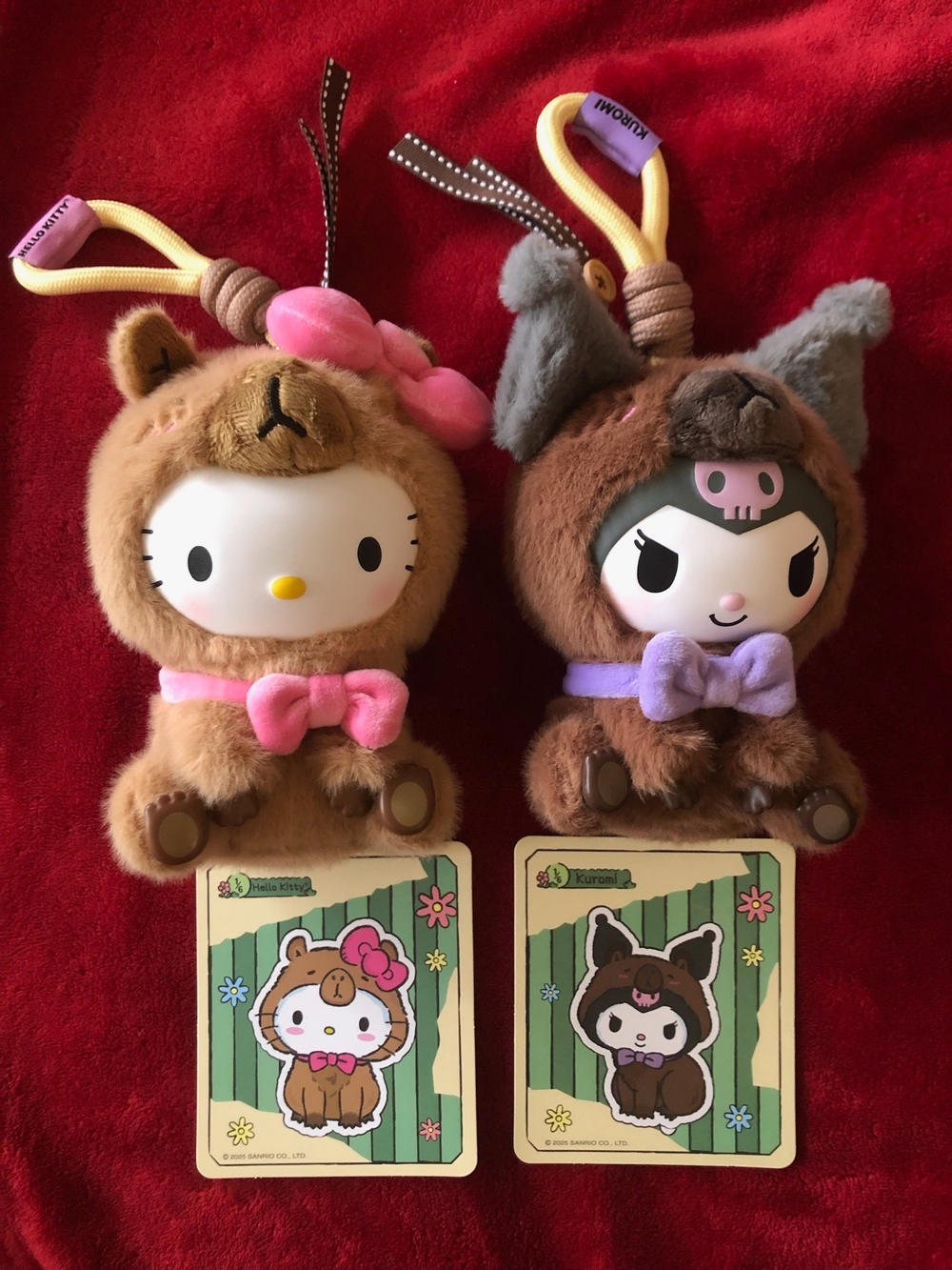 Miniso Hello Kitty & Kuromi Plush Keychain Duo Capynara